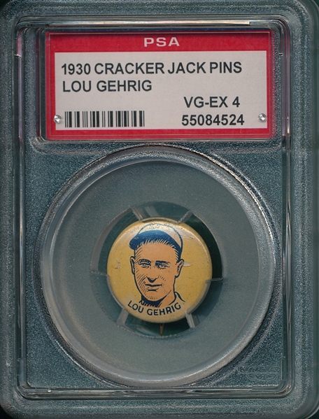 1930 Cracker Jack Pin Lou Gehrig PSA 4