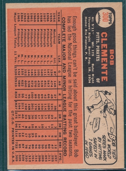 1966 Topps #300 Bob Clemente