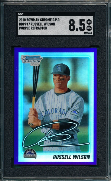 2010 Bowman Chrome Draft Picks & Prospects #47 Russell Wilson SGC 8.5 * Rookie* *Purple Refractor* 