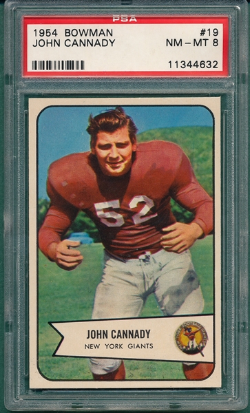 1954 Bowman Football #19 John Cannady PSA 8