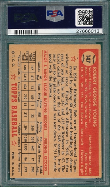 1952 Topps #147 Bob Young PSA 5