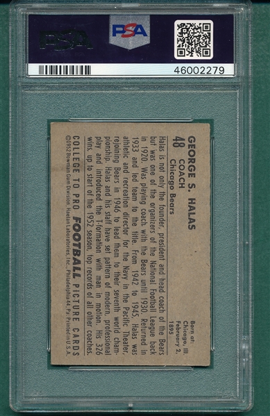 1952 Bowman Small #48 George Halas PSA 5 *Rookie*