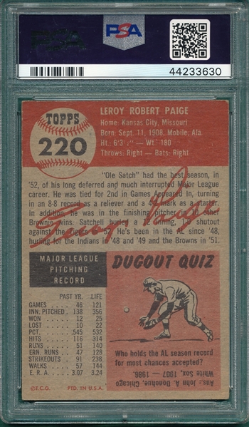 1953 Topps #220 Satchell Paige PSA 4 *Hi #*
