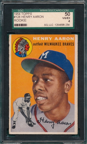 1954 Topps #128 Henry Aaron SGC 50 *Rookie*