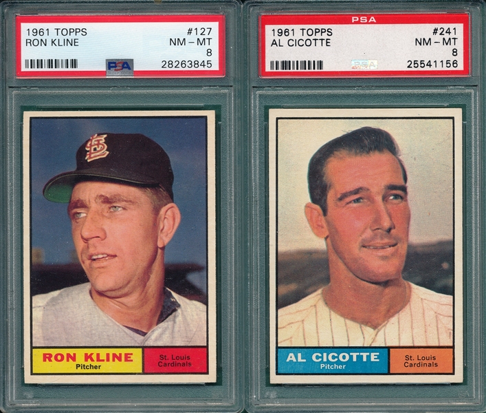 1961 Topps Lot of (5) Cardinals W/ #52 Crowe PSA 8