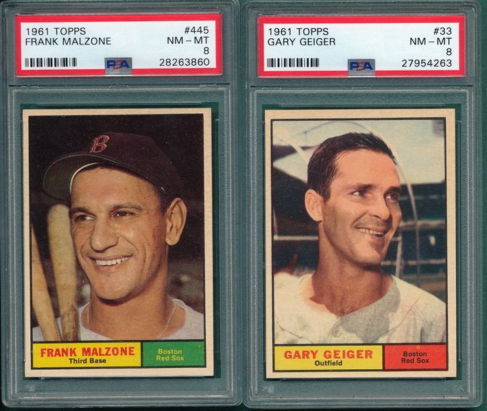 1961 Topps Lot of (5) Red Sox W/ #445 Malzone PSA 8