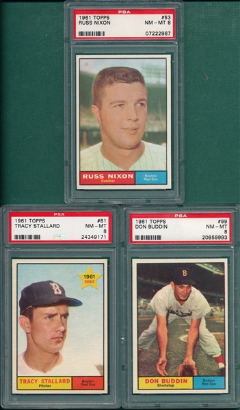 1961 Topps Lot of (5) Red Sox W/ #445 Malzone PSA 8