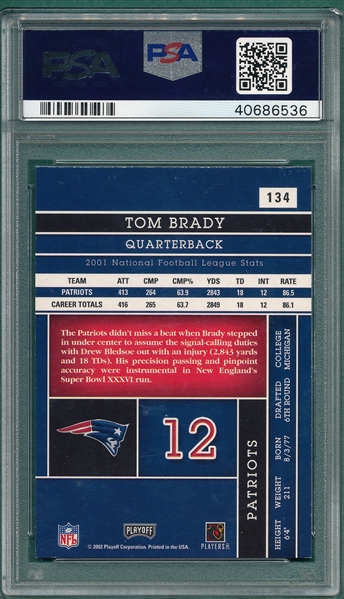 2002 Playoff Absolute Memorabilia #134 Tom Brady PSA 9