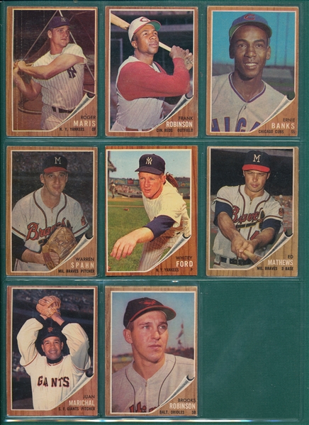 1962 Topps Lot of (8) W/ #350 Frank Robinson