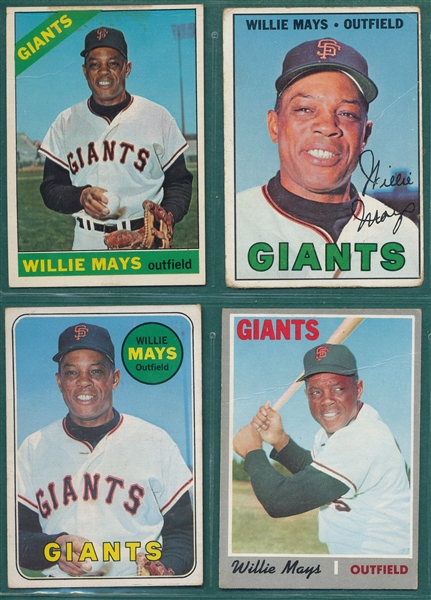 1966-70 Topps Lot of (4) Willie Mays