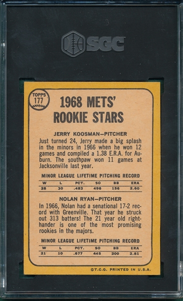 1968 Topps Milton Bradley #177 Nolan Ryan SGC 4 *Rookie*