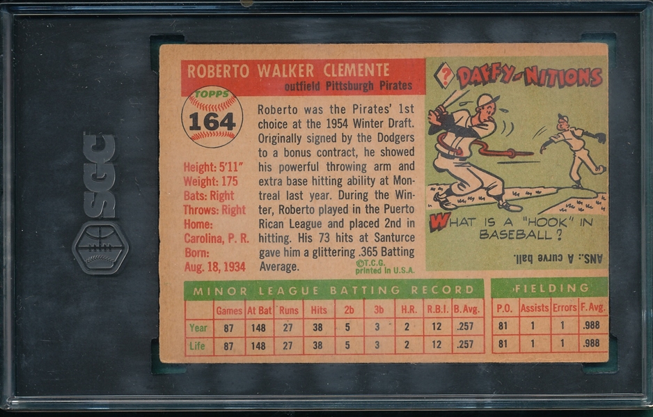 1955 Topps #164 Roberto Clemente SGC 2 *Rookie*