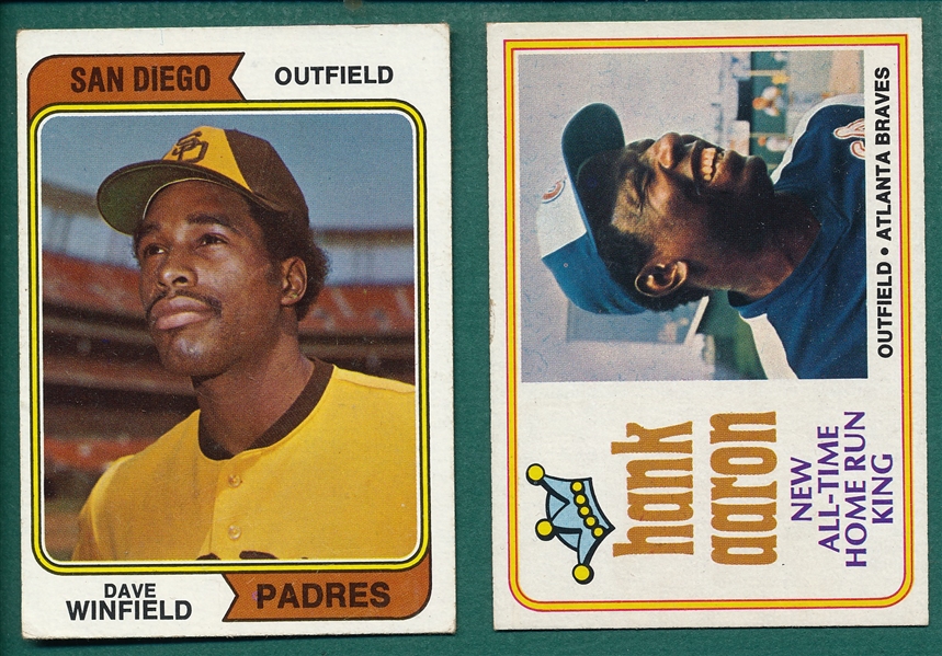 1974 Topps #1 Aaron & #456 Winfield, Rookie, Lot of (2)