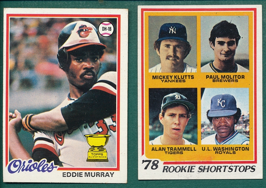 1978 Topps #36 Murray & #707 Trammell/Molitor, Lot of (2) Rookies