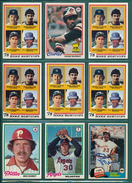 1978 Topps Lot of (17) W/#36 Murray & (5) #707 Trammell/Molitor, Rookies