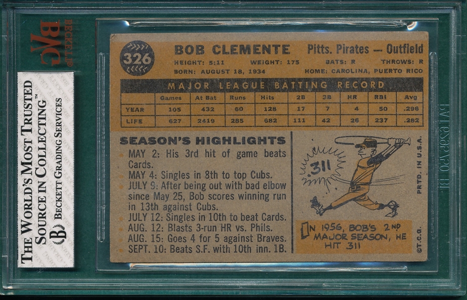 1960 Topps #326 Bob Clemente BVG 4