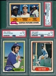 1981-85 PSA Graded Lot of (5) W/ 1981 Topps #347 Baines, Rookie, PSA 8
