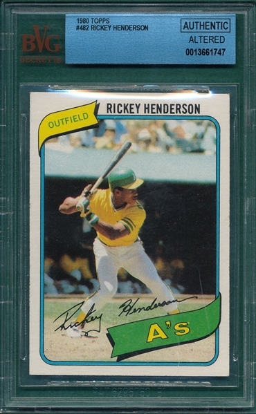 1980 Topps #482 Rickey Henderson BVG Authentic