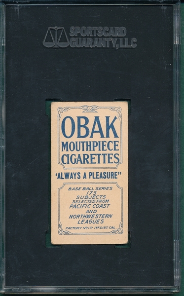 1910 T212-2 Thomas Obak Cigarettes SGC 50