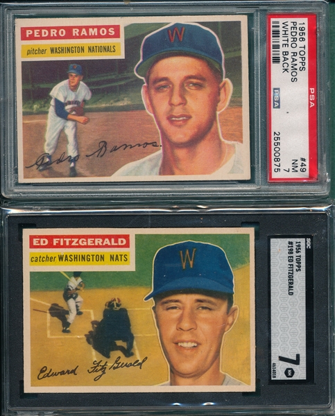 1956 Topps #198 Fitzgerald SGC 7 & #49 Ramos PSA 7, Lot of (2)