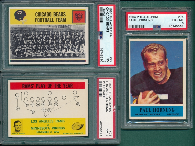 1964 Philadelphia Football Lot of (25) W/ #74 Hornung PSA 6