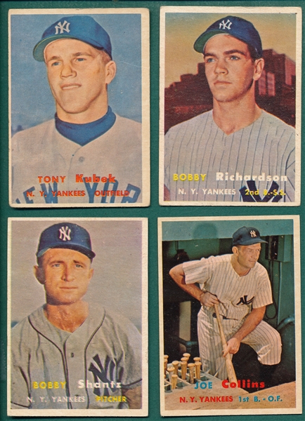 1957 Topps Lot of (4) Mid Number Yankees W/ #312 Kubek, Rookie
