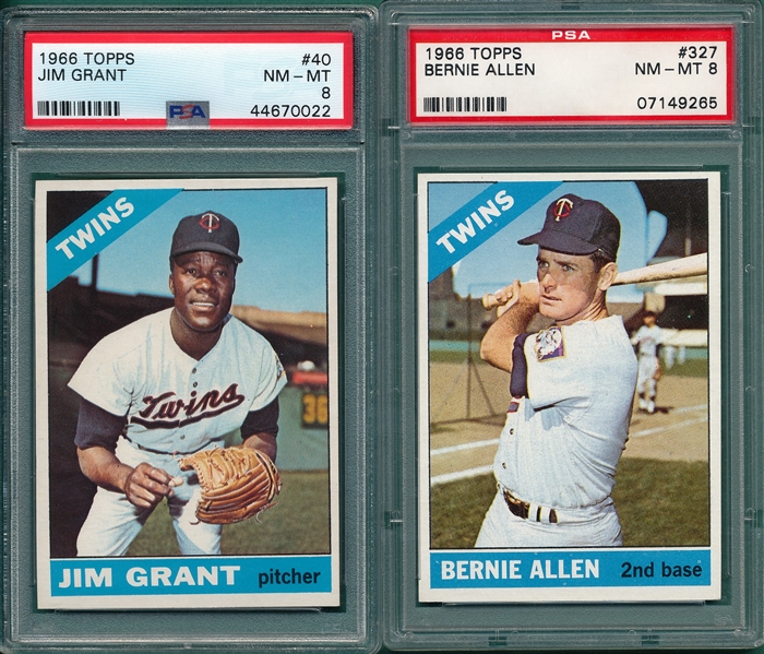 1966 Topps #40 Grant & #327 Allen, Lot of (2) PSA 8