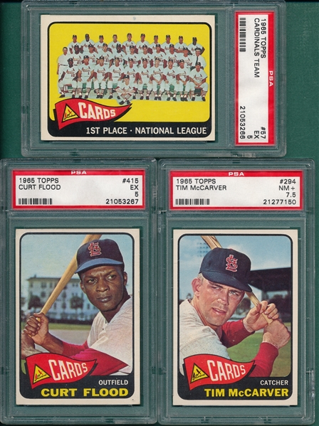 1965 Topps Lot of (5) Cardinals W/ #294 McCarver PSA 7.5