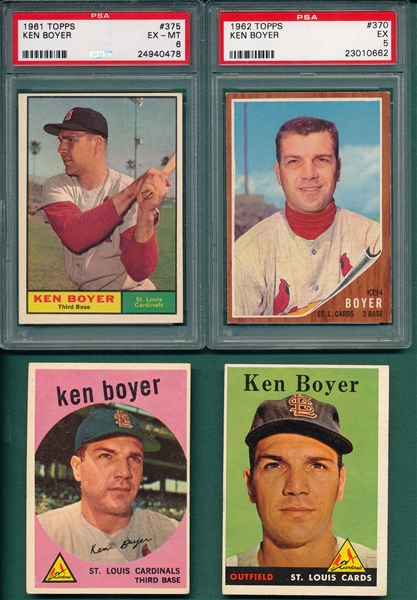 1958-64 Topps Ken Boyer Lot of (8) PSA