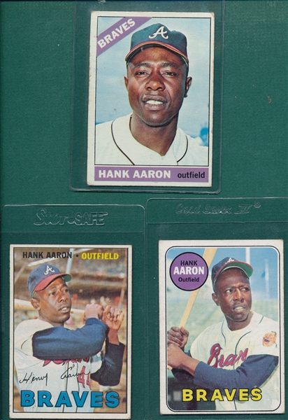 1966-69 Topps Hank Aaron, Lot of (3)