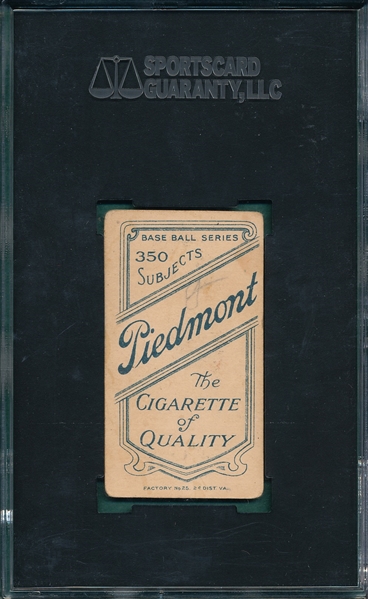 1909-1911 T206 Christy Mathewson, Dark Cap, Piedmont Cigarettes SGC 20