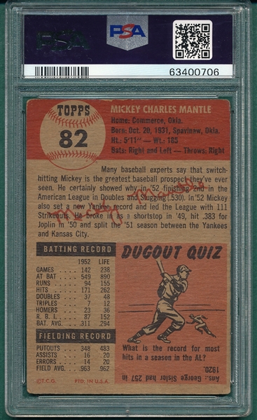 1953 Topps #82 Mickey Mantle PSA 1.5