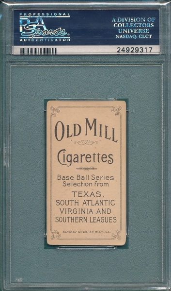 1909-1911 T206 Smith, Carlos, Old Mill Cigarettes PSA 3.5 *Southern League*