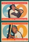1960 Topps #564 Mays, AS & #566 Aaron, AS, Lot of (2) *Hi #*