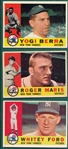 1960 Topps #35 Ford, #377 maris & #480 Berra, Lot of (3) Yankees