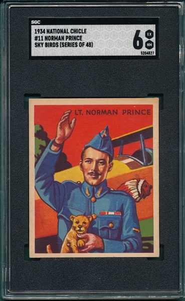 1934 Sky Birds #11 Norman Prince, National Chicle, SGC 6