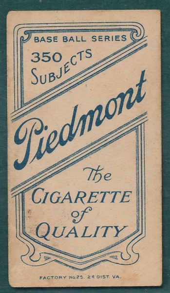 1909-1911 T206 Chase, Dark Cap, Piedmont Cigarette