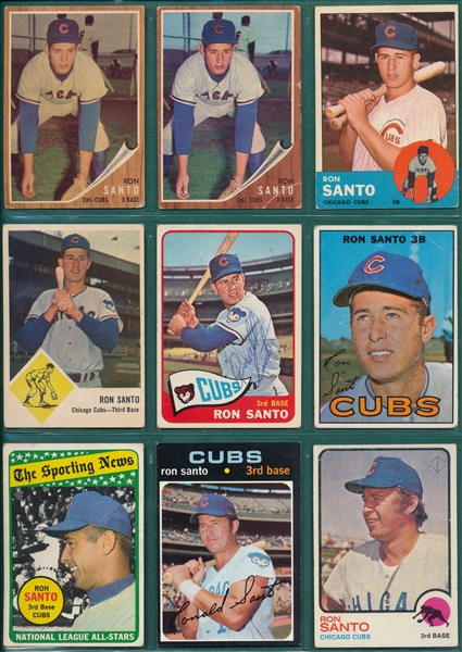 1962-73 Topps Lot of (9) Ron Santo
