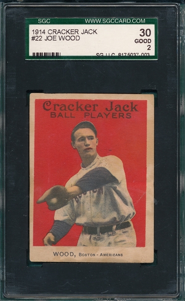 1914 Cracker Jack #22 Joe Wood SGC 30