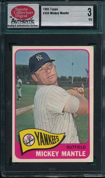 1965 Topps #350 Mickey Mantle SCD 3