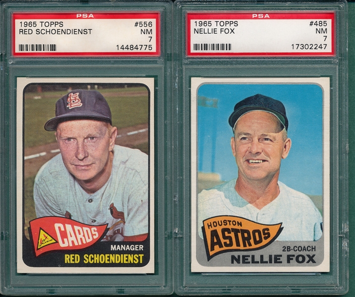 1965 Topps #485 Fox & #556 Schoendienst, Lot of (2) PSA 7