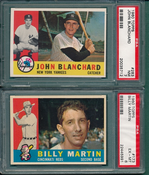 1960 Topps #173 Martin & #283 Blanchard, Lot of (2) PSA