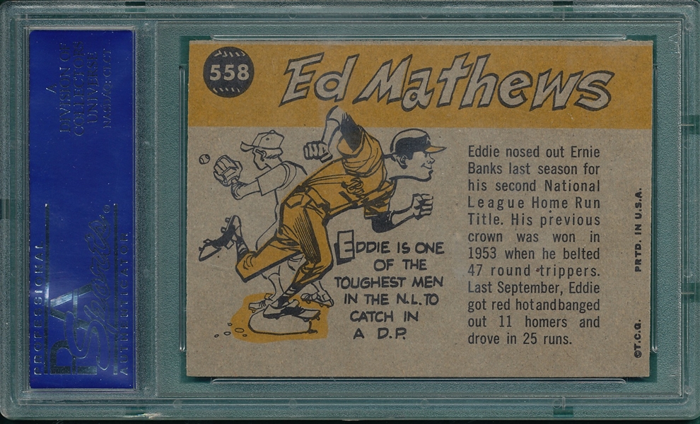 1960 Topps #558 Eddie Mathews, AS, PSA 8 *Hi #*