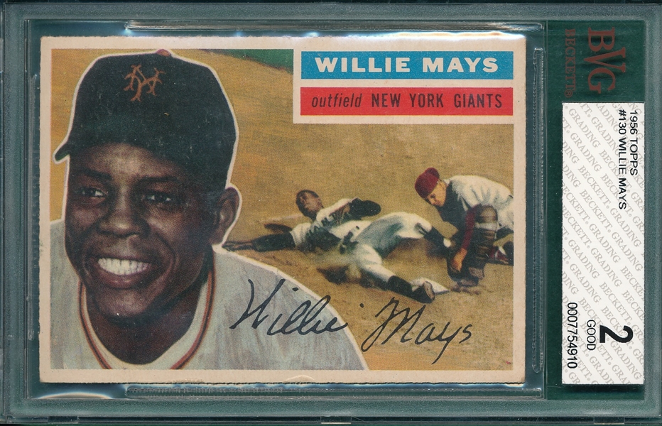 1956 Topps #130 Willie Mays BVG 2 *Presents Better*