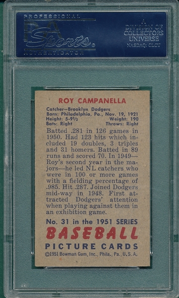 1951 Bowman #31 Roy Campanella PSA 5.5