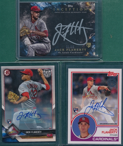 2018 Topps Chrome Purple/Pink Refractor/Auto, Jack Flaherty, Rookie, Lot of (6) 