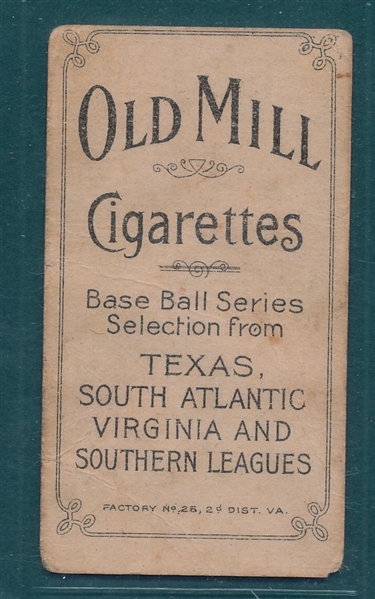 1909-1911 T206 Mullaney Old Mill Cigarettes *Southern League*