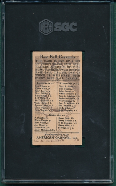 1910 E91C Wid Conroy American Caramel Co. SGC 2 *Wet Sheet Transfer*