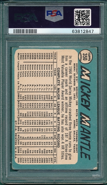 1965 Topps Baseball Complete Set (598) W/ Mantle PSA