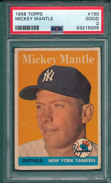 1958 Topps #150 Mickey Mantle PSA 2